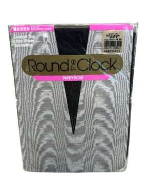 Round The Clock Control Top Ultra Sheer Pantyhose Size B Bit O Black 147